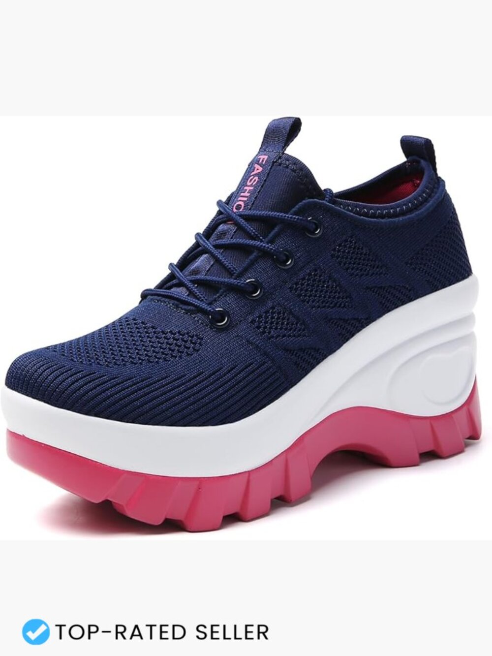 Chunky Platform Knit Sneakers Arch Support Casual Lace-Up Walking Shoes